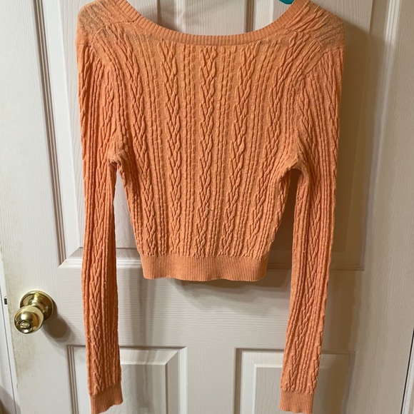 Free People Orange Cropped Knit Sweater - Picture 3 of 3